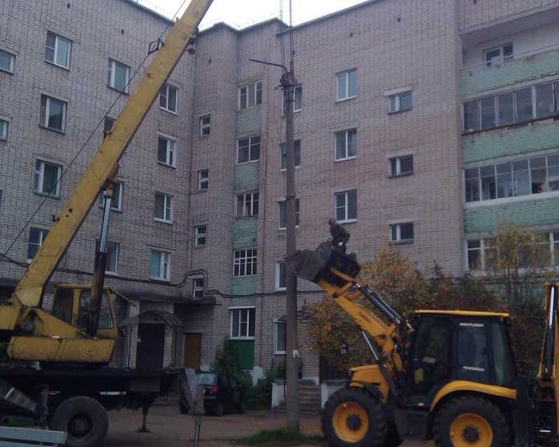 Демонтаж фонарных столбов г. Буй Костромской области